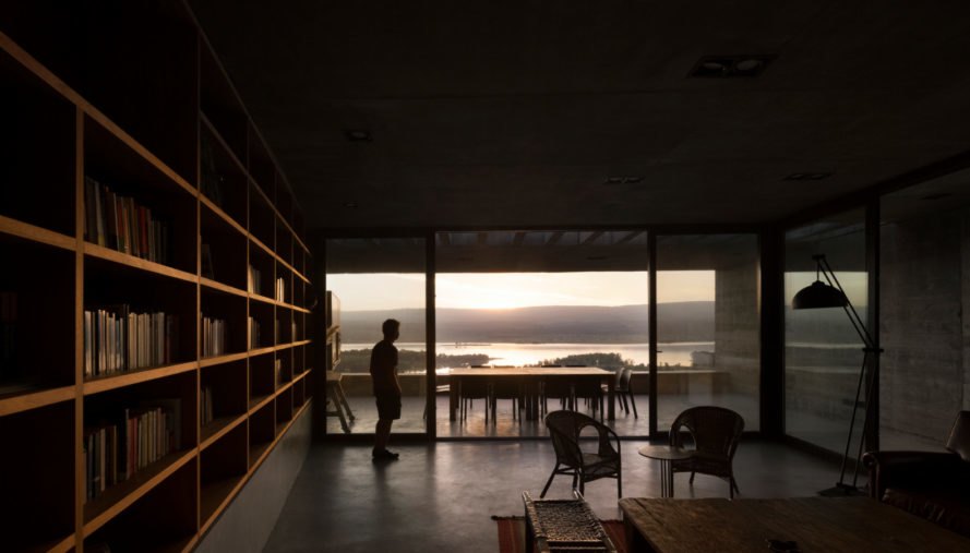 interior living space with large glass wall
