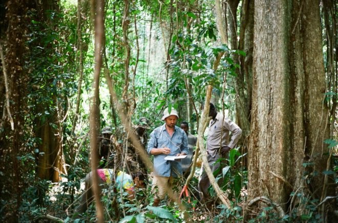 Dr Aaron Davis undertaking research on Arabica coffee in South Sudan.