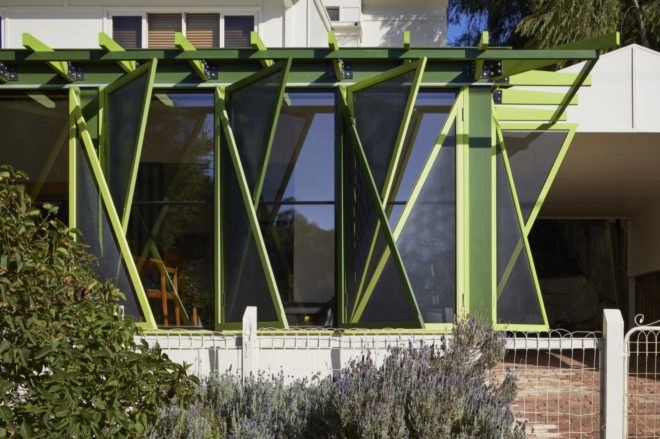 green shutters are opened