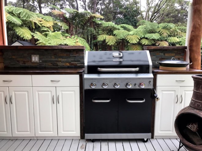 kitchen with white cabinets and a grill top stove