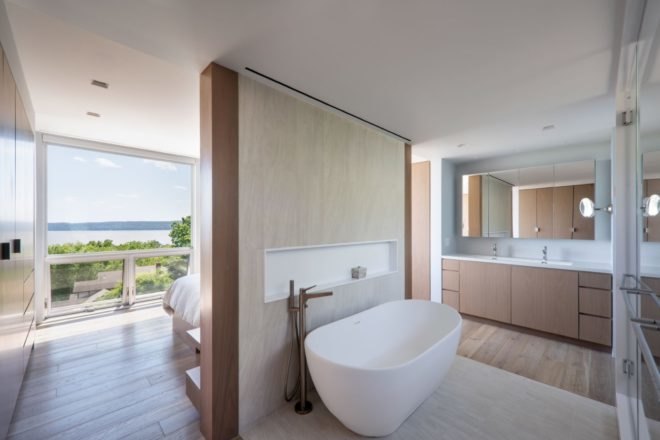 bathroom with freestanding tub