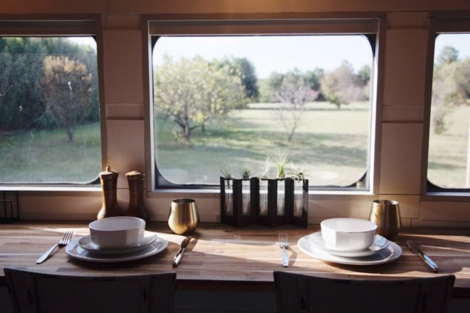 dining area with view of expansive field