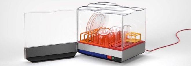 small gray and orange dishwasher