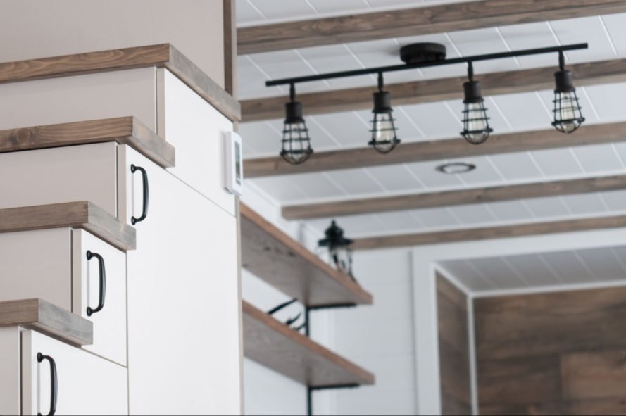 a ceiling light with three bulbs