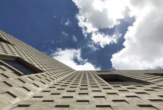close-up of textured concrete facade