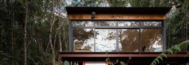 Small structure with large glazed facade