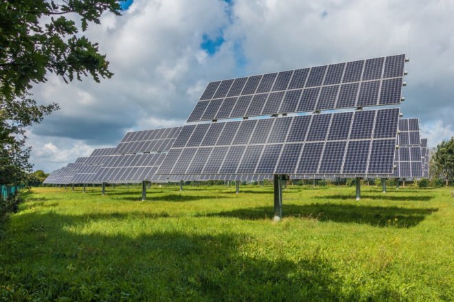 solar panels on grassy lot