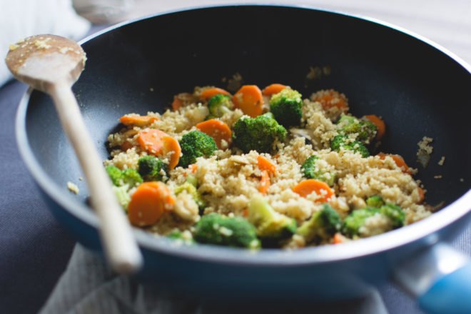 veggie stir fry in a pan
