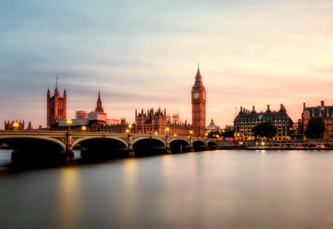 London skyline at dusk