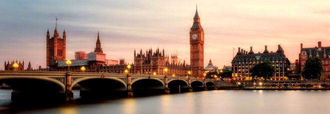 London skyline at dusk