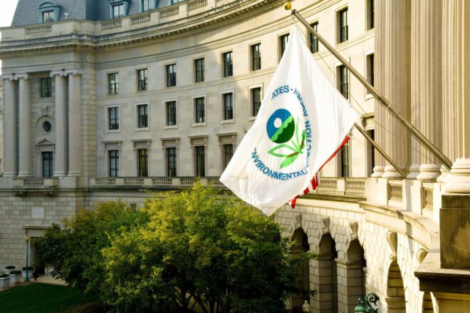 Environmental Protection Agency flag on building