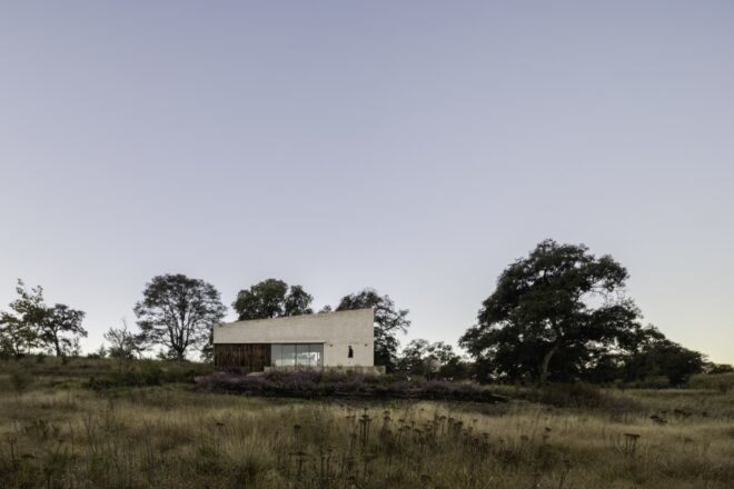 stone home surrounded by wild grasses