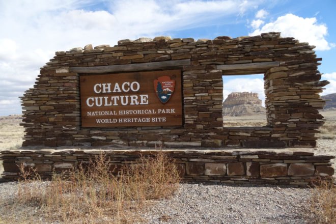 entrance sign to Chaco Culture National Historical Park