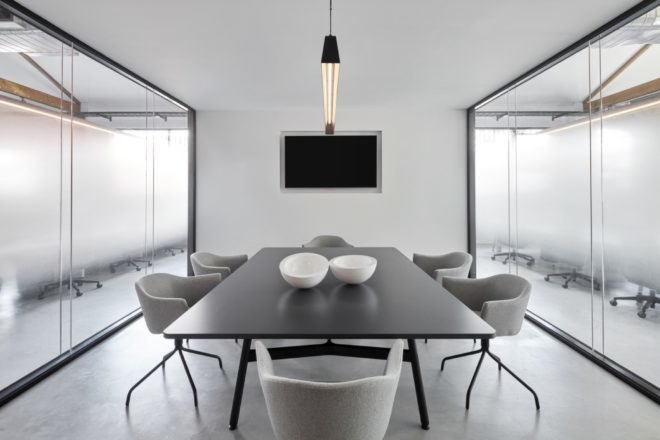 small conference room with glass walls