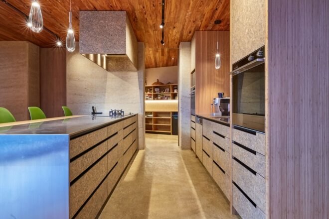 kitchen with tan cabinets