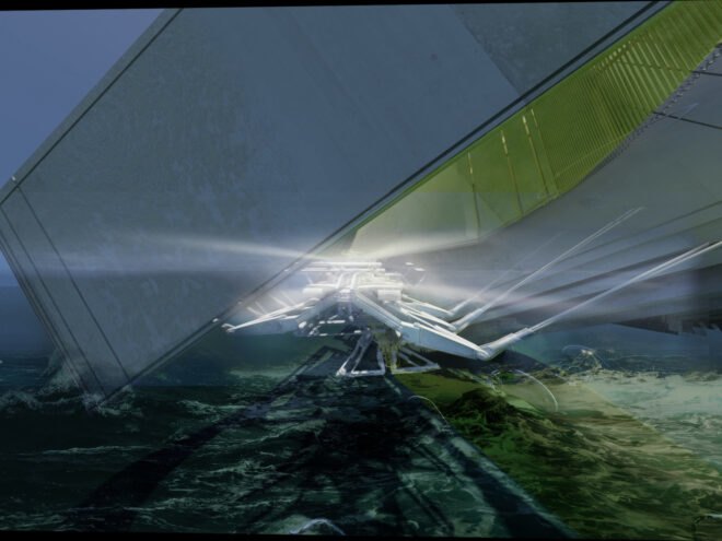 Futuristic structure in the sea