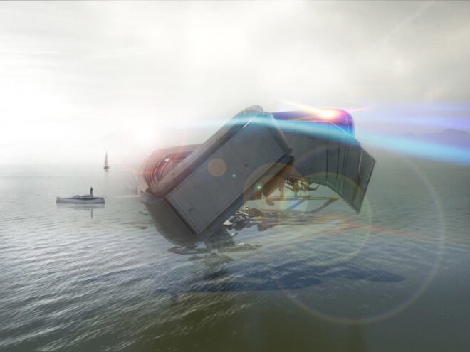 Futuristic structure in the sea