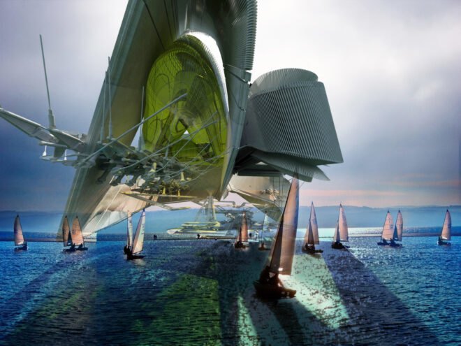 Futuristic structure in the sea