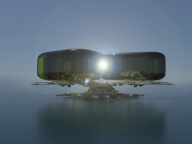 Futuristic structure in the sea
