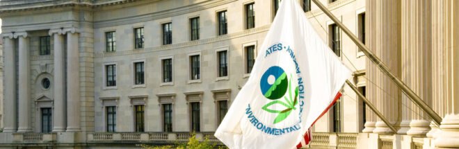 Environmental Protection Agency flag on building