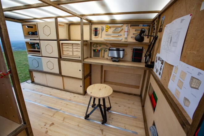 woodworking shop inside van