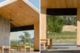building with gabled roof and open-air seating area