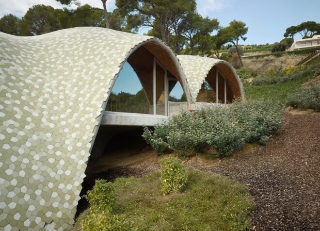two domes with glazed front facades