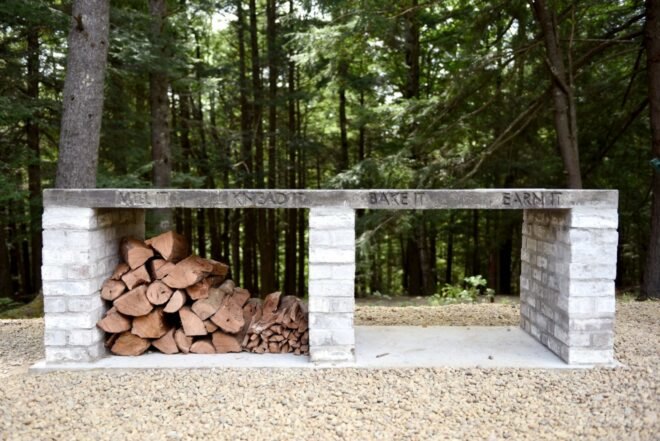brick structure with firewood