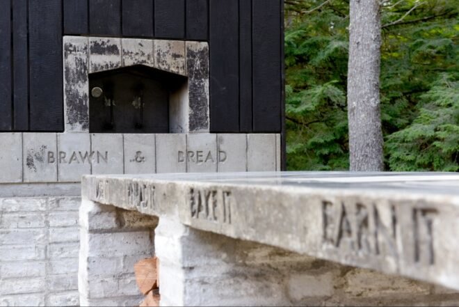 wood burning oven with cement platform