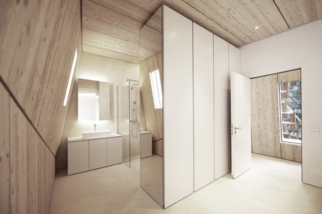 wooden room with wooden cabinets