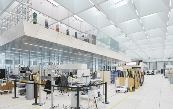 bright workshop with several work stations