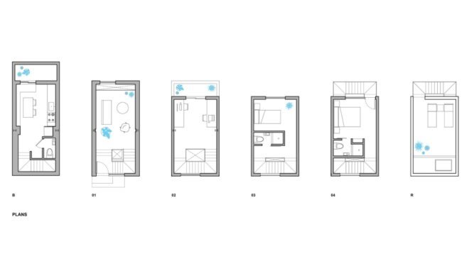floor plans of six-floor tower