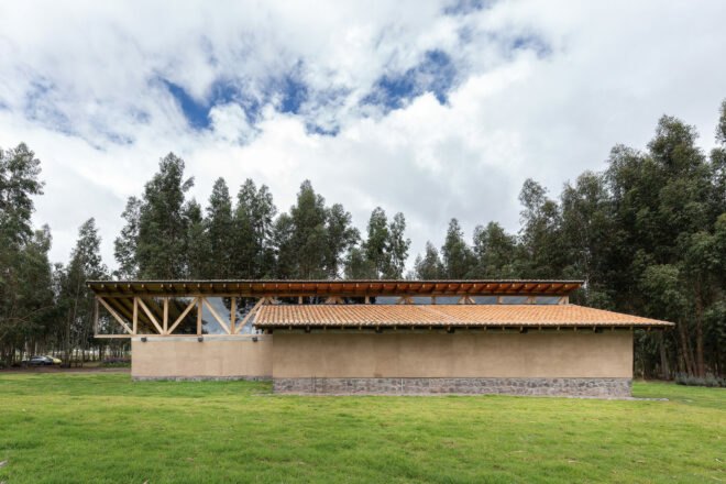 side view of rammed earth home