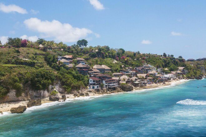 buildings against the shoreline of Indonesia