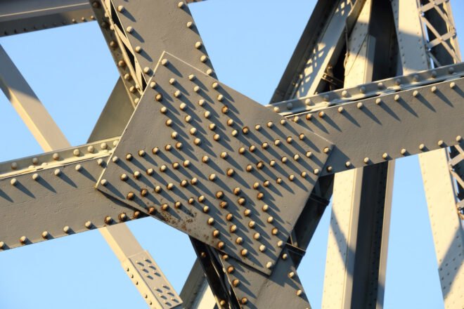 close-up of steel on a bridge