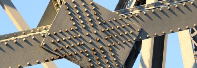 close-up of steel on a bridge