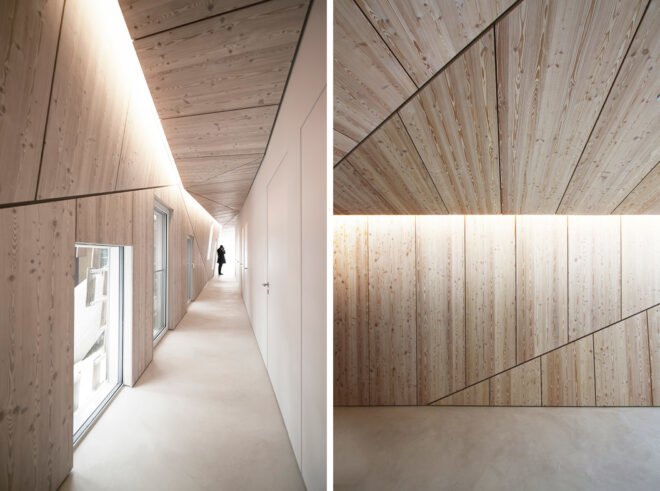 wood-lined room with recessed lighting
