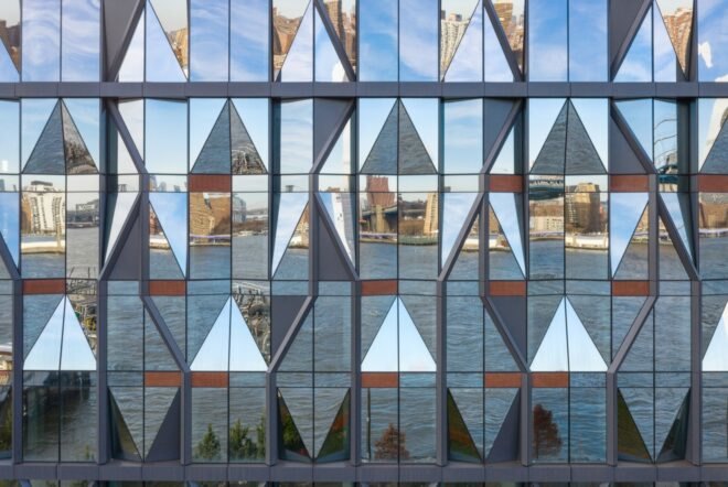 close-up of mirrored facade