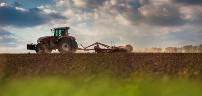 tractor on dirt field