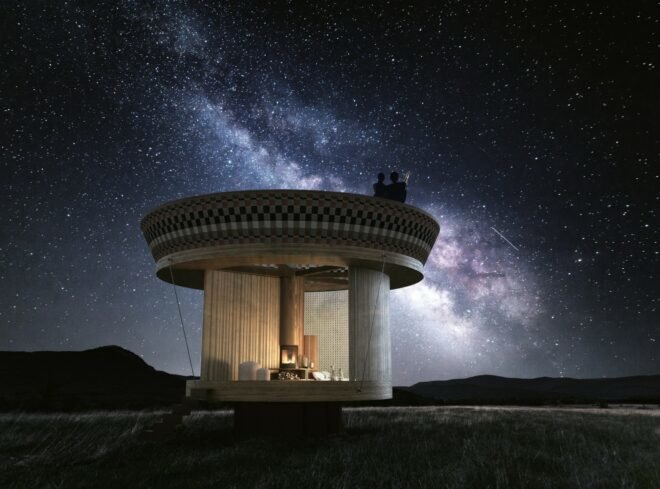 round structure under a starry sky