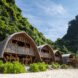 series of thatched roof huts on a remote beach