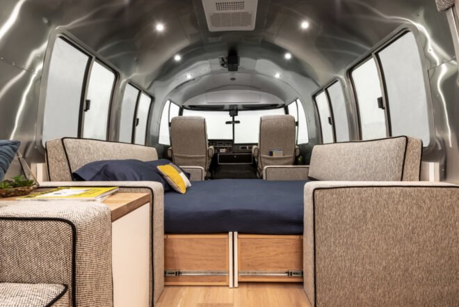couches pulled out into a large bed