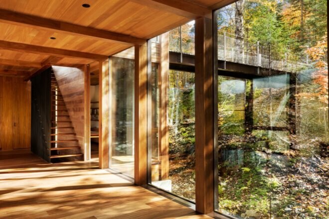 interior of home with large glass panels