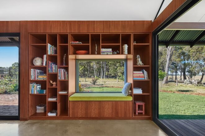 wooden wall with wood cubbies