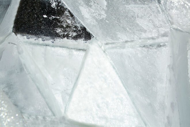 close-up shot of frozen triangular panels
