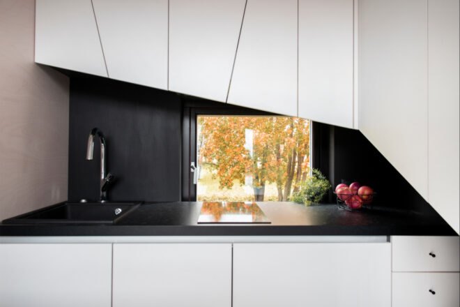 black and white modern kitchen