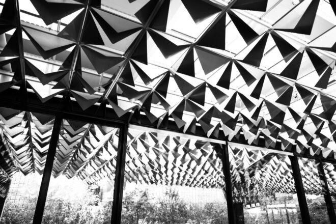 aluminum triangle panels on a roof
