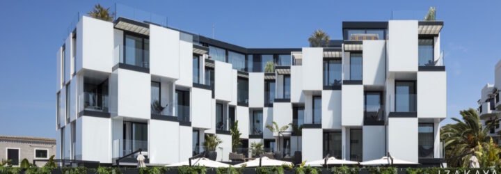 hotel with checkered facade