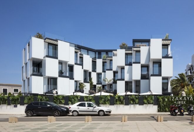 hotel with checkered facade