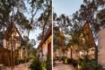 white and wood hotel with pitched roofs